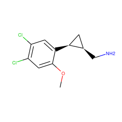 COc1cc(Cl)c(Cl)cc1[C@H]1C[C@H]1CN ZINC000653707720