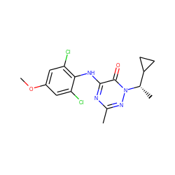 COc1cc(Cl)c(Nc2nc(C)nn([C@@H](C)C3CC3)c2=O)c(Cl)c1 ZINC000049034059