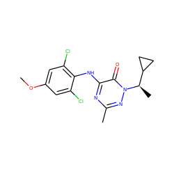 COc1cc(Cl)c(Nc2nc(C)nn([C@H](C)C3CC3)c2=O)c(Cl)c1 ZINC000049037338