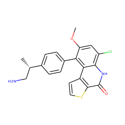 COc1cc(Cl)c2[nH]c(=O)c3sccc3c2c1-c1ccc([C@@H](C)CN)cc1 ZINC000149816213