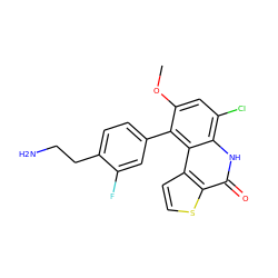 COc1cc(Cl)c2[nH]c(=O)c3sccc3c2c1-c1ccc(CCN)c(F)c1 ZINC000164998852