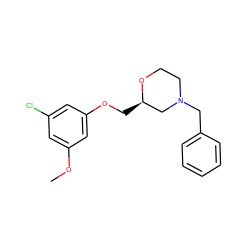 COc1cc(Cl)cc(OC[C@@H]2CN(Cc3ccccc3)CCO2)c1 ZINC000013579594