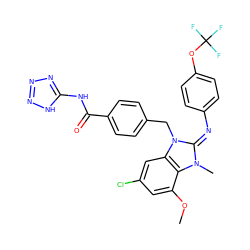 COc1cc(Cl)cc2c1n(C)/c(=N/c1ccc(OC(F)(F)F)cc1)n2Cc1ccc(C(=O)Nc2nnn[nH]2)cc1 ZINC000101455562