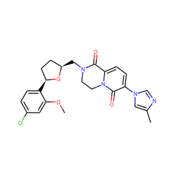 COc1cc(Cl)ccc1[C@H]1CC[C@@H](CN2CCn3c(ccc(-n4cnc(C)c4)c3=O)C2=O)O1 ZINC000221509133