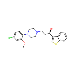 COc1cc(Cl)ccc1N1CCN(CC[C@@H](O)c2csc3ccccc23)CC1 ZINC000013861808