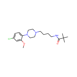 COc1cc(Cl)ccc1N1CCN(CCCCNC(=O)C(C)(C)C)CC1 ZINC000028232089