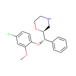 COc1cc(Cl)ccc1O[C@@H](c1ccccc1)[C@@H]1CNCCO1 ZINC000013986522