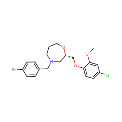COc1cc(Cl)ccc1OC[C@@H]1CN(Cc2ccc(Br)cc2)CCCO1 ZINC000013579675