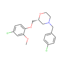 COc1cc(Cl)ccc1OC[C@H]1CN(Cc2ccc(Cl)cc2)CCO1 ZINC000013579670