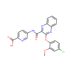 COc1cc(Cl)ccc1Oc1nc2ccccc2nc1C(=O)Nc1ccc(C(=O)O)nc1 ZINC000143166690