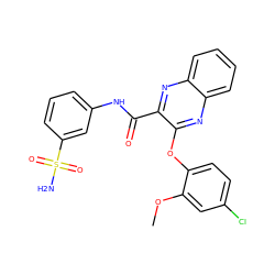 COc1cc(Cl)ccc1Oc1nc2ccccc2nc1C(=O)Nc1cccc(S(N)(=O)=O)c1 ZINC000143157124