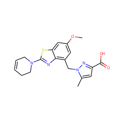 COc1cc(Cn2nc(C(=O)O)cc2C)c2nc(N3CC=CCC3)sc2c1 ZINC000208136246