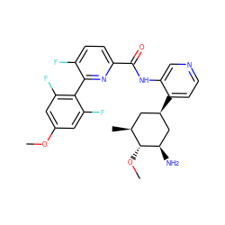 COc1cc(F)c(-c2nc(C(=O)Nc3cnccc3[C@@H]3C[C@H](C)[C@@H](OC)[C@H](N)C3)ccc2F)c(F)c1 ZINC000261173040