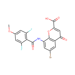 COc1cc(F)c(C(=O)Nc2cc(Br)cc3c(=O)cc(C(=O)O)oc23)c(F)c1 ZINC000096283749