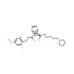 COc1cc(F)c(CNC(=O)[C@@H]2[C@@H]3C=C[C@H]([C@H]2C(=O)NCCCCN2CCCC2)C32CC2)c(F)c1 ZINC000168498153