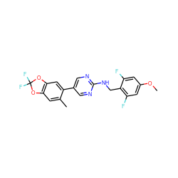 COc1cc(F)c(CNc2ncc(-c3cc4c(cc3C)OC(F)(F)O4)cn2)c(F)c1 ZINC000149808416