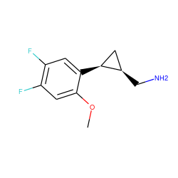 COc1cc(F)c(F)cc1[C@H]1C[C@H]1CN ZINC000653709051