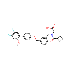 COc1cc(F)c(F)cc1-c1ccc(OCc2cccc(CN(CC(=O)O)C(=O)C3CCC3)c2)cc1 ZINC000117779699