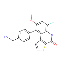 COc1cc(F)c2[nH]c(=O)c3sccc3c2c1-c1ccc(CN)cc1 ZINC000150003306