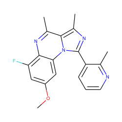 COc1cc(F)c2nc(C)c3c(C)nc(-c4cccnc4C)n3c2c1 ZINC000073159458