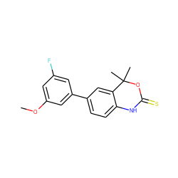 COc1cc(F)cc(-c2ccc3c(c2)C(C)(C)OC(=S)N3)c1 ZINC000013488852