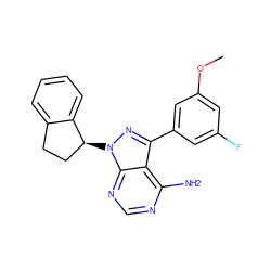 COc1cc(F)cc(-c2nn([C@H]3CCc4ccccc43)c3ncnc(N)c23)c1 ZINC001772609691