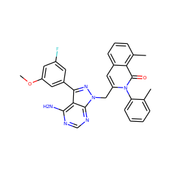 COc1cc(F)cc(-c2nn(Cc3cc4cccc(C)c4c(=O)n3-c3ccccc3C)c3ncnc(N)c23)c1 ZINC000088345705