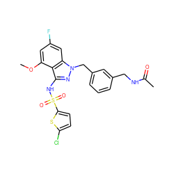 COc1cc(F)cc2c1c(NS(=O)(=O)c1ccc(Cl)s1)nn2Cc1cccc(CNC(C)=O)c1 ZINC000095584797