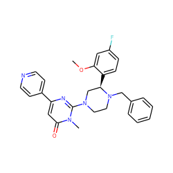 COc1cc(F)ccc1[C@@H]1CN(c2nc(-c3ccncc3)cc(=O)n2C)CCN1Cc1ccccc1 ZINC000116829551