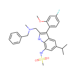 COc1cc(F)ccc1-c1c(CN(C)Cc2ccccc2)[nH]c2c(NS(C)(=O)=O)cc(C(C)C)cc12 ZINC000219221856