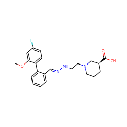 COc1cc(F)ccc1-c1ccccc1/C=N/NCCN1CCC[C@H](C(=O)O)C1 ZINC000095598144