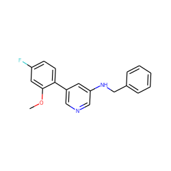 COc1cc(F)ccc1-c1cncc(NCc2ccccc2)c1 ZINC000071331336