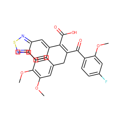 COc1cc(F)ccc1C(=O)/C(Cc1cc(OC)c(OC)c(OC)c1)=C(\C(=O)O)c1ccc2nsnc2c1 ZINC000029469344