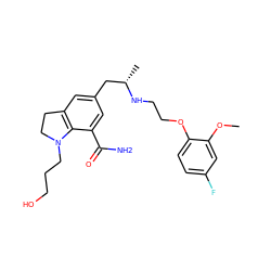 COc1cc(F)ccc1OCCN[C@@H](C)Cc1cc2c(c(C(N)=O)c1)N(CCCO)CC2 ZINC000653835867