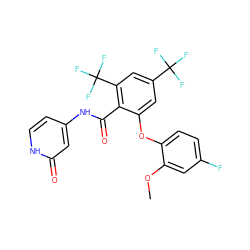 COc1cc(F)ccc1Oc1cc(C(F)(F)F)cc(C(F)(F)F)c1C(=O)Nc1cc[nH]c(=O)c1 ZINC000143173059