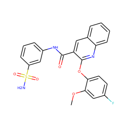 COc1cc(F)ccc1Oc1nc2ccccc2cc1C(=O)Nc1cccc(S(N)(=O)=O)c1 ZINC000143210354