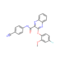 COc1cc(F)ccc1Oc1nc2ccccc2nc1C(=O)Nc1ccc(C#N)cc1 ZINC000143259838