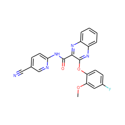 COc1cc(F)ccc1Oc1nc2ccccc2nc1C(=O)Nc1ccc(C#N)cn1 ZINC000220940955