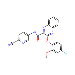 COc1cc(F)ccc1Oc1nc2ccccc2nc1C(=O)Nc1ccc(C#N)nc1 ZINC000143252385