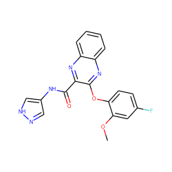 COc1cc(F)ccc1Oc1nc2ccccc2nc1C(=O)Nc1cn[nH]c1 ZINC000143356282