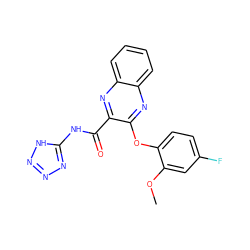 COc1cc(F)ccc1Oc1nc2ccccc2nc1C(=O)Nc1nnn[nH]1 ZINC000143360269