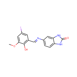 COc1cc(I)cc(/C=N/c2ccc3[nH]c(=O)[nH]c3c2)c1O ZINC000299820493