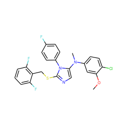 COc1cc(N(C)c2cnc(SCc3c(F)cccc3F)n2-c2ccc(F)cc2)ccc1Cl ZINC001772638237