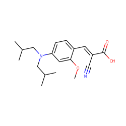 COc1cc(N(CC(C)C)CC(C)C)ccc1/C=C(\C#N)C(=O)O ZINC000205339235