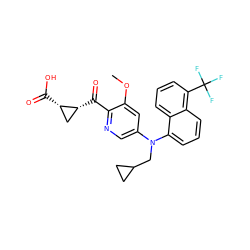 COc1cc(N(CC2CC2)c2cccc3c(C(F)(F)F)cccc23)cnc1C(=O)[C@@H]1C[C@@H]1C(=O)O ZINC001772589789