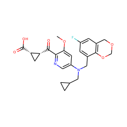 COc1cc(N(Cc2cc(F)cc3c2OCOC3)CC2CC2)cnc1C(=O)[C@@H]1C[C@@H]1C(=O)O ZINC001772588920