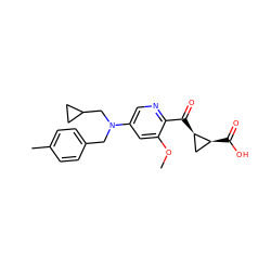 COc1cc(N(Cc2ccc(C)cc2)CC2CC2)cnc1C(=O)[C@@H]1C[C@@H]1C(=O)O ZINC001772578019