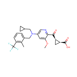 COc1cc(N(Cc2cccc(C(F)(F)F)c2C)CC2CC2)cnc1C(=O)[C@@H]1C[C@@H]1C(=O)O ZINC001772627114