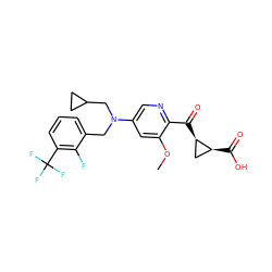 COc1cc(N(Cc2cccc(C(F)(F)F)c2F)CC2CC2)cnc1C(=O)[C@@H]1C[C@@H]1C(=O)O ZINC001772577821