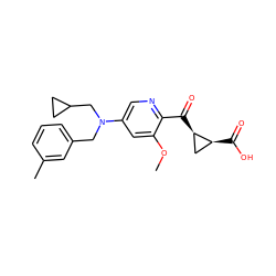 COc1cc(N(Cc2cccc(C)c2)CC2CC2)cnc1C(=O)[C@@H]1C[C@@H]1C(=O)O ZINC001772621001